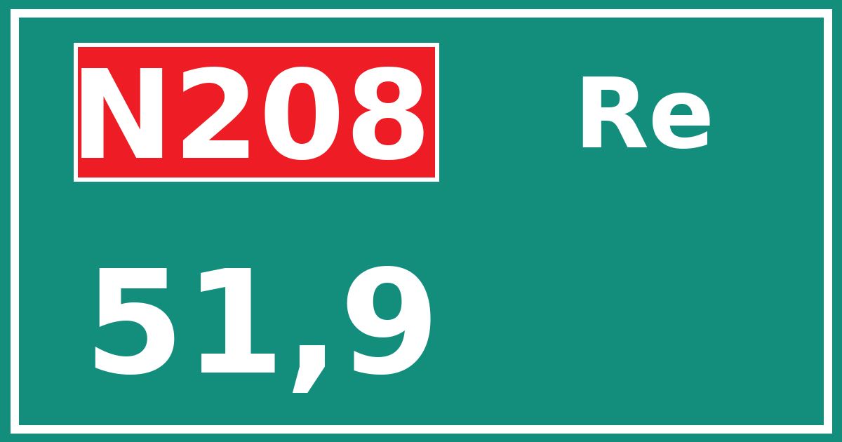 Hectometerbord N208 51,9 zijde Re