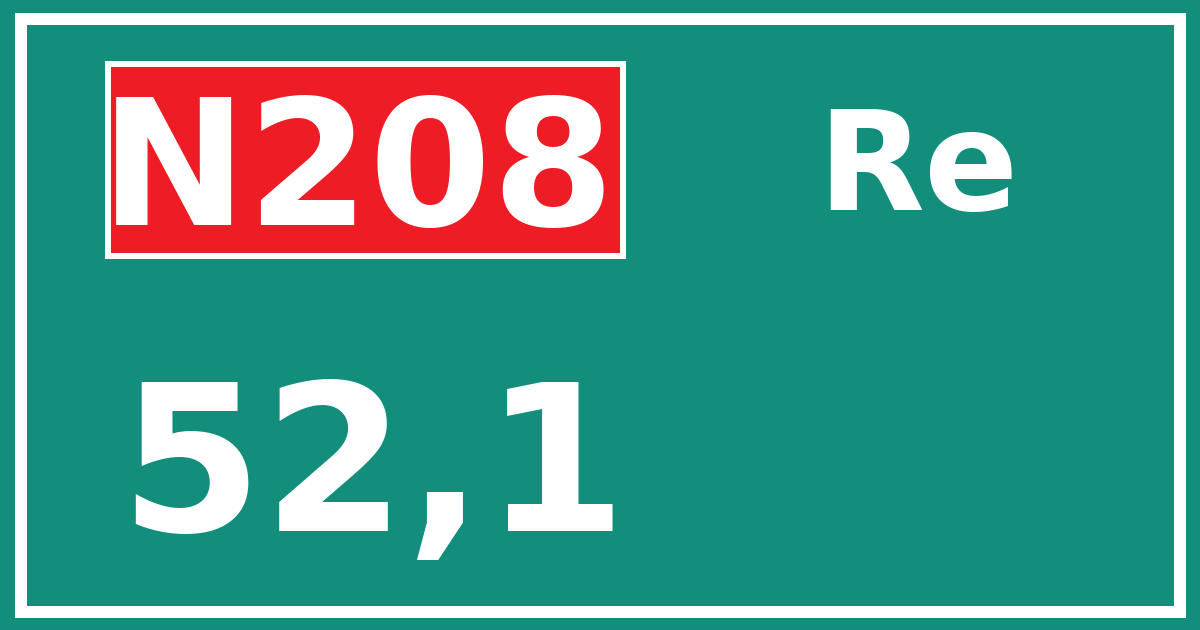 Hectometerbord N208 52,1 zijde Re