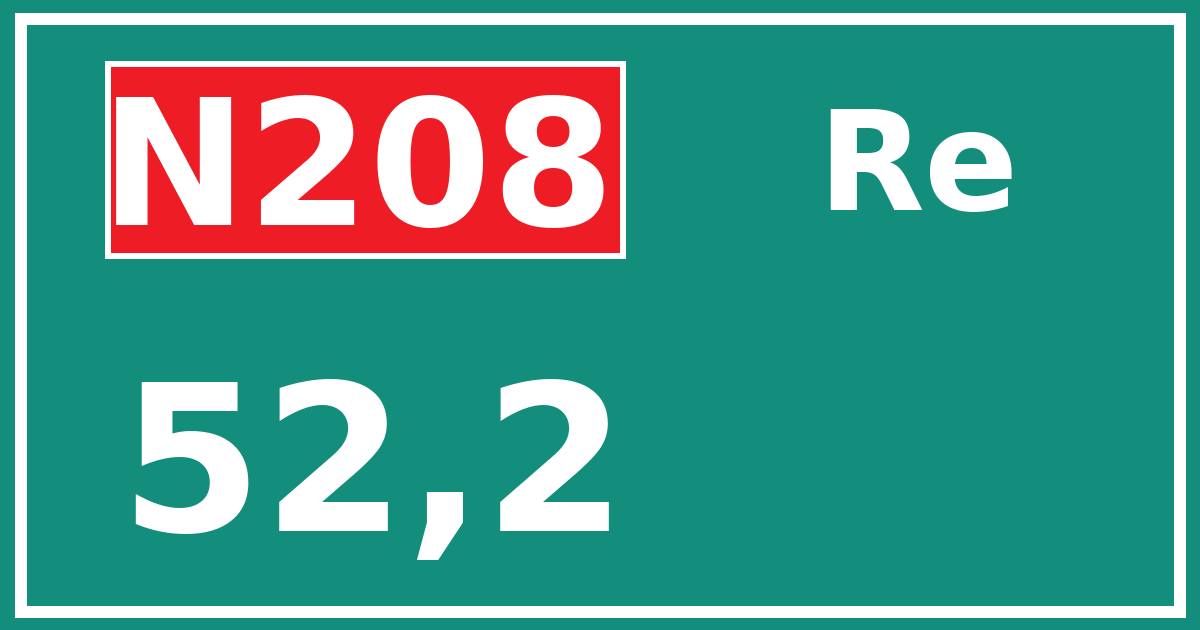 Hectometerbord N208 52,2 zijde Re
