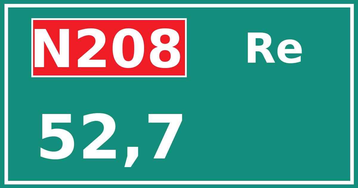 Hectometerbord N208 52,7 zijde Re