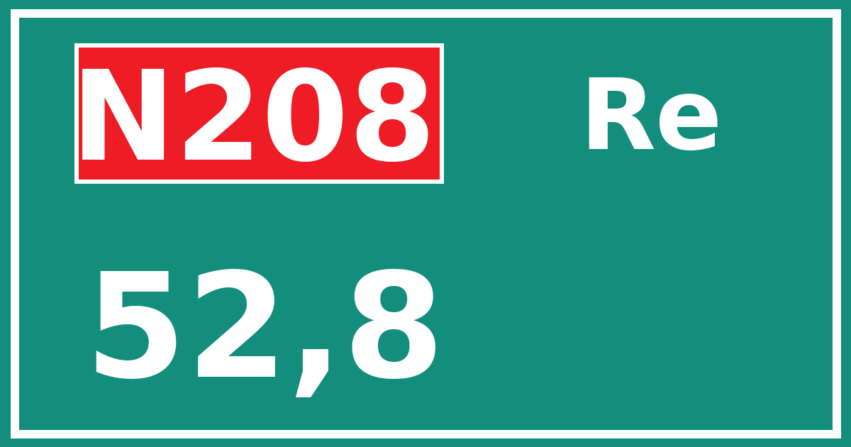 Hectometerbord N208 52,8 zijde Re