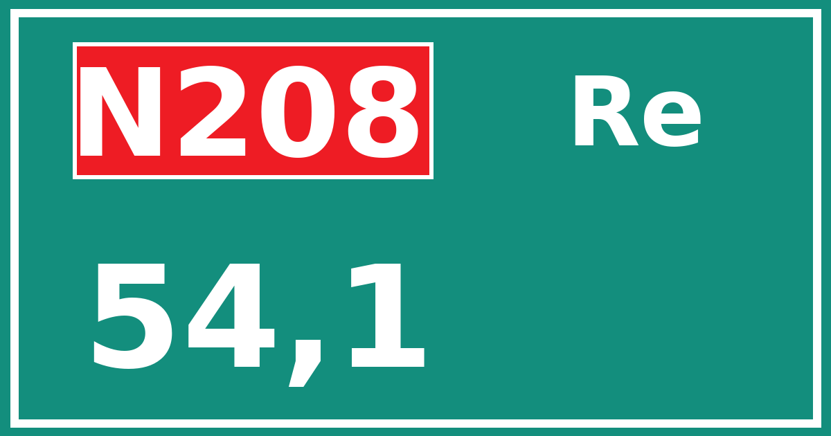 Hectometerbord N208 54,1 zijde Re