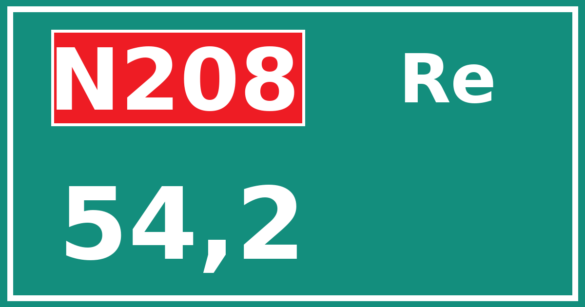 Hectometerbord N208 54,2 zijde Re