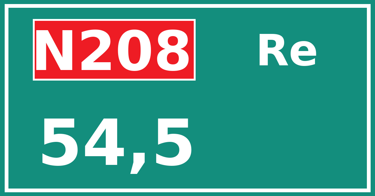 Hectometerbord N208 54,5 zijde Re
