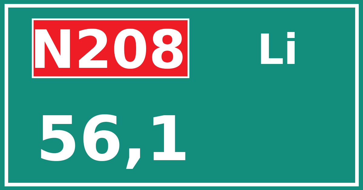 Hectometerbord N208 56,1 zijde Li