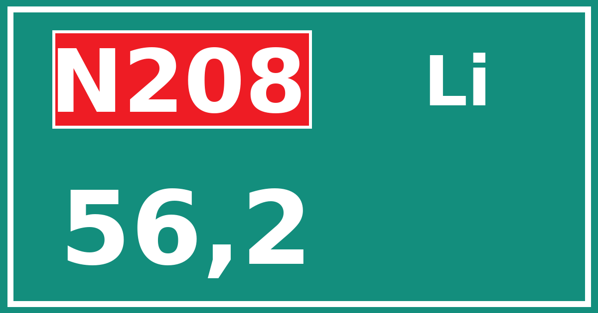 Hectometerbord N208 56,2 zijde Li