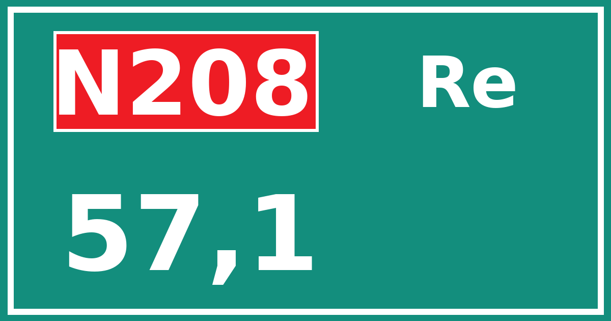 Hectometerbord N208 57,1 zijde Re