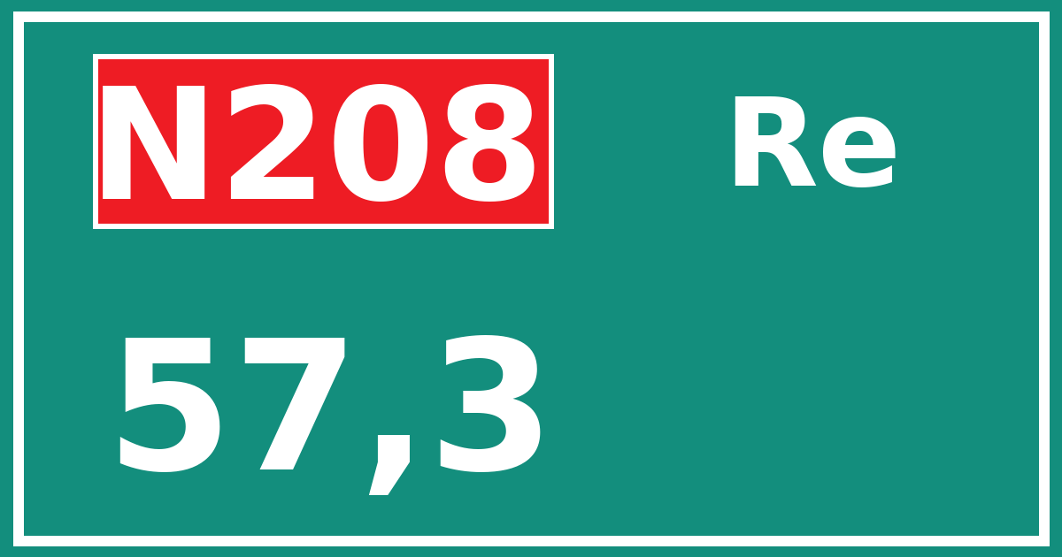 Hectometerbord N208 57,3 zijde Re