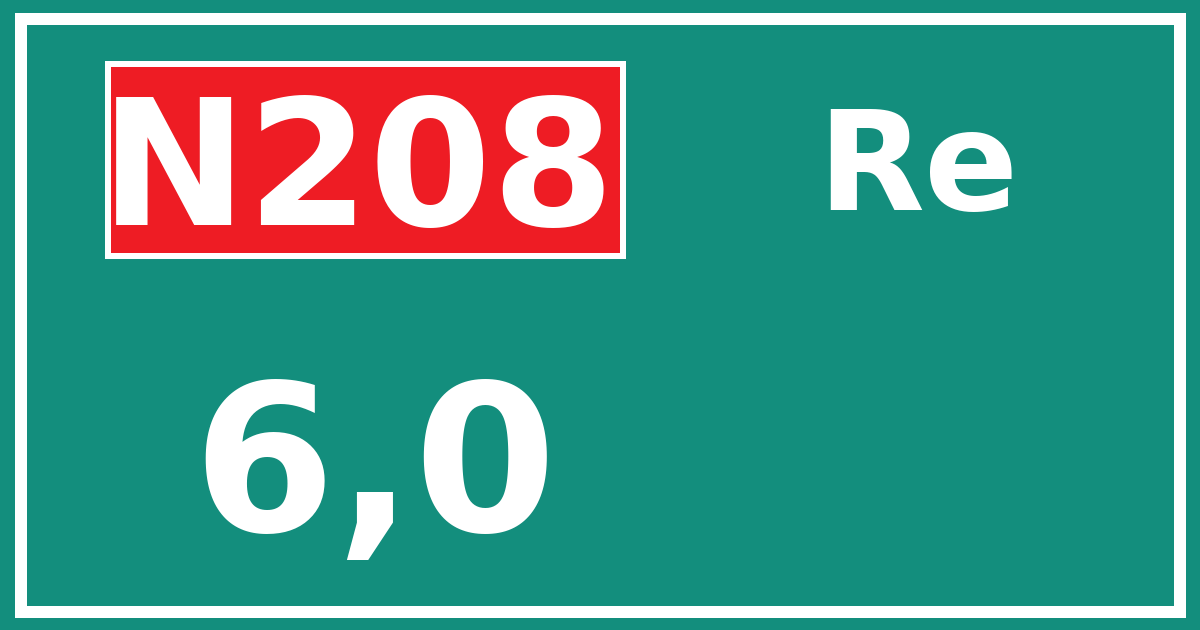 Hectometerbord N208 6,0 zijde Re
