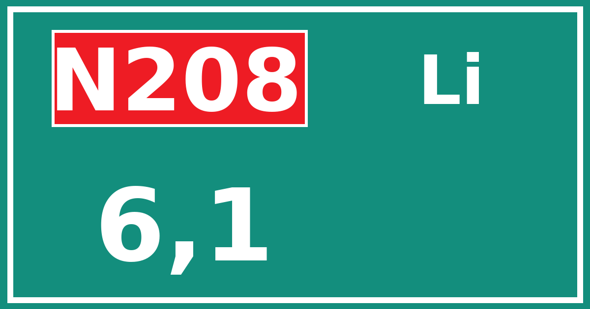 Hectometerbord N208 6,1 zijde Li