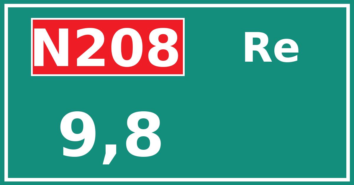 Hectometerbord N208 9,8 zijde Re