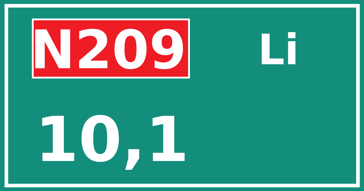 Hectometerbord N209 10,1 zijde Li