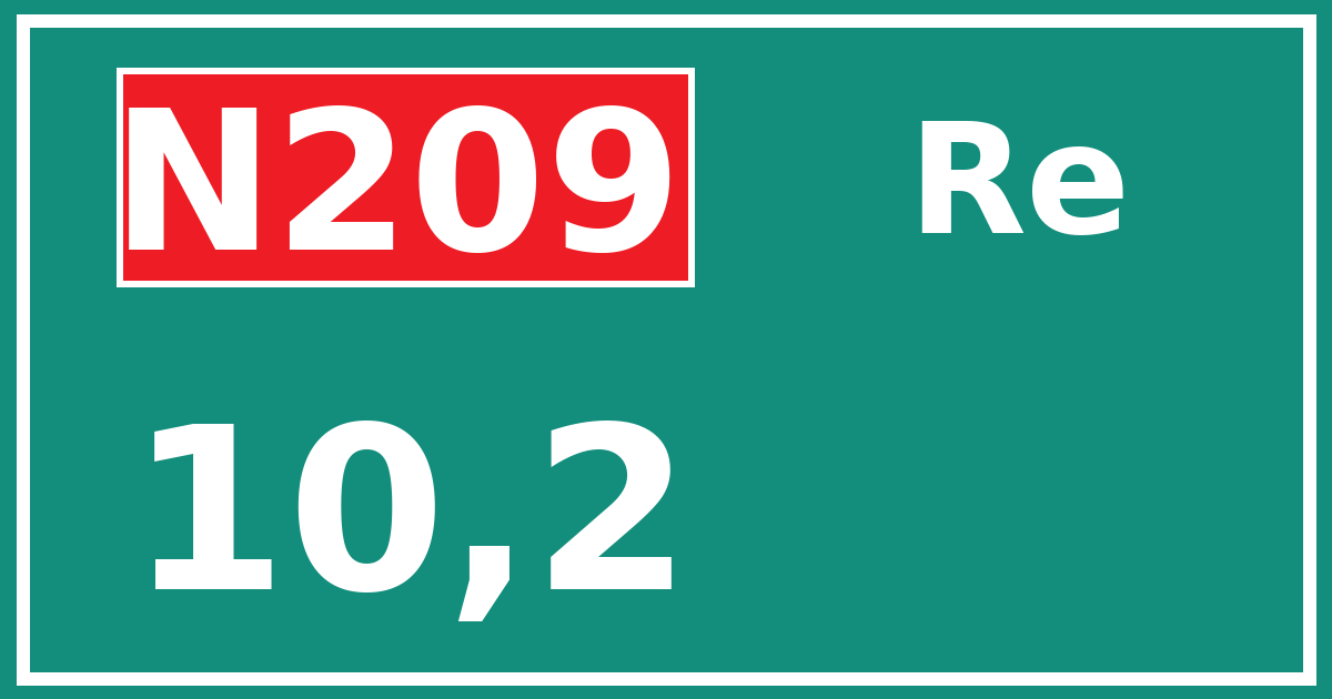 Hectometerbord N209 10,2 zijde Re