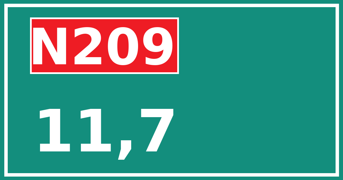 Hectometerbord N209 11,7