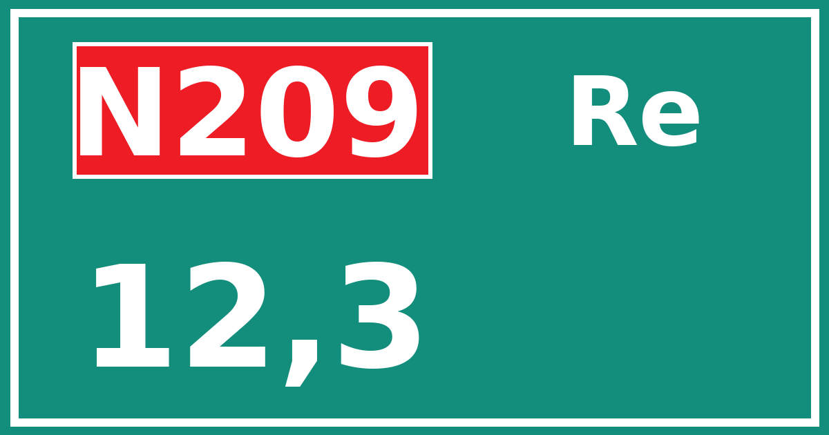 Hectometerbord N209 12,3 zijde Re