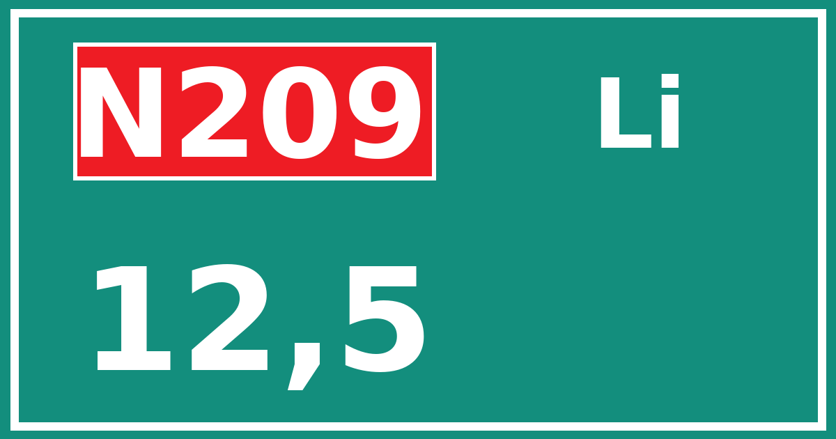 Hectometerbord N209 12,5 zijde Li