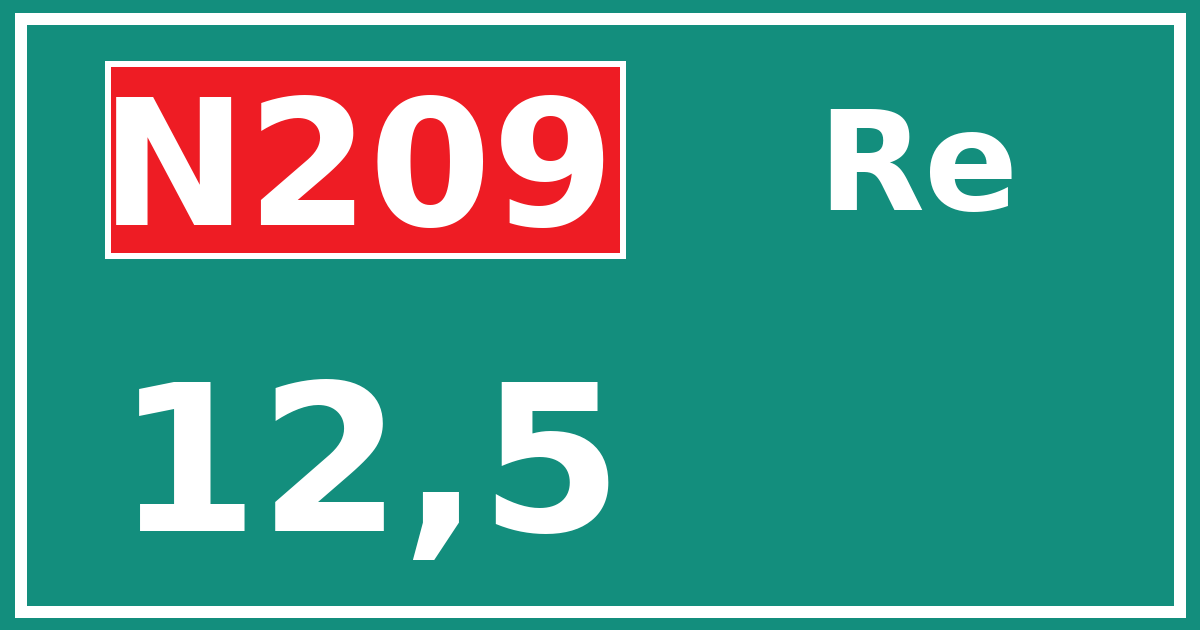 Hectometerbord N209 12,5 zijde Re