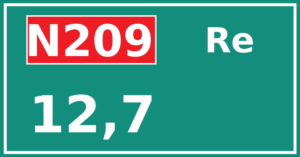 Hectometerbord N209 12,7 zijde Re