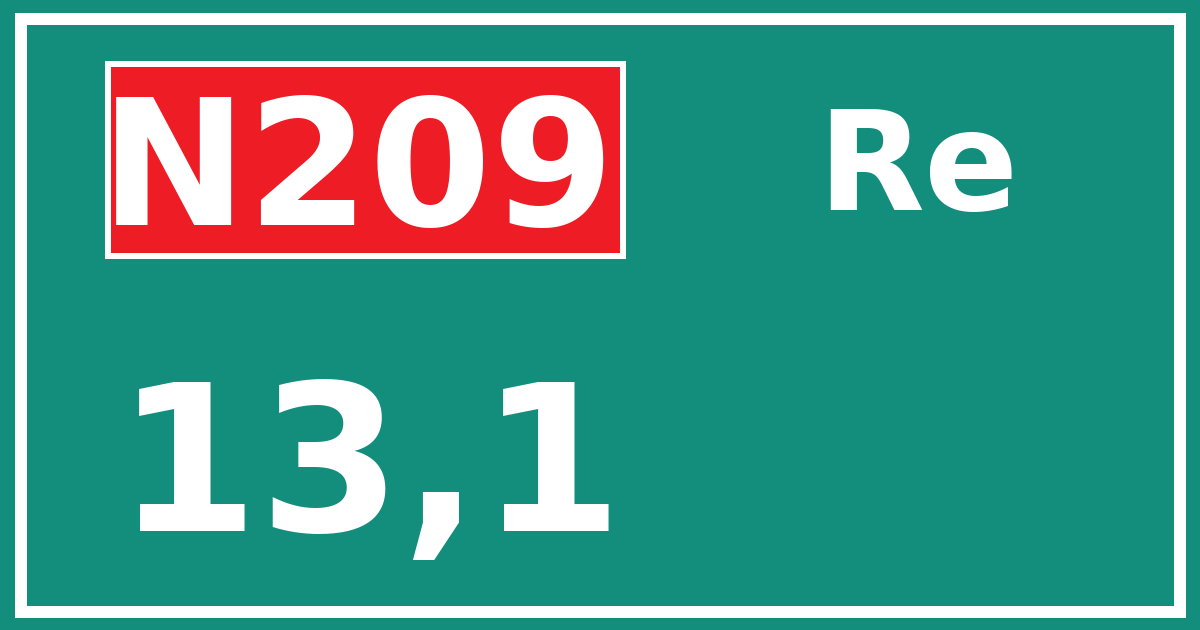 Hectometerbord N209 13,1 zijde Re