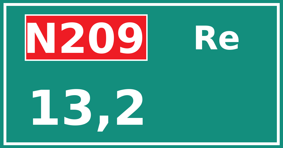 Hectometerbord N209 13,2 zijde Re