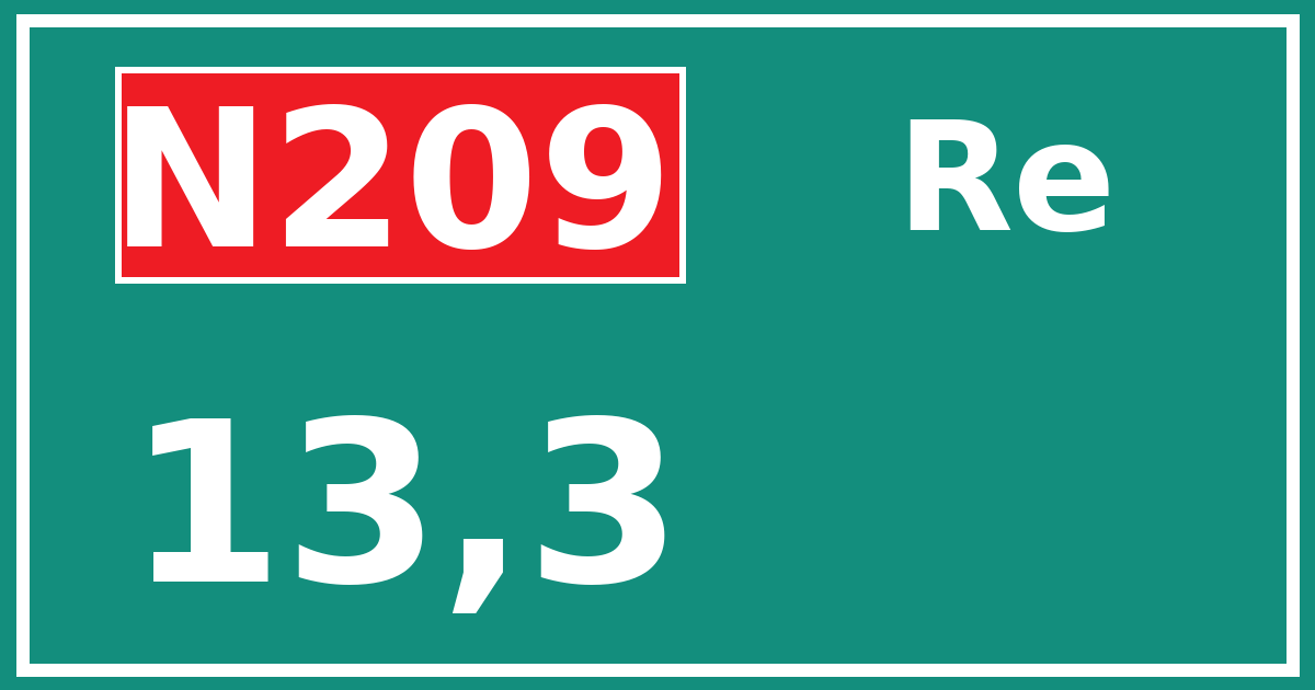 Hectometerbord N209 13,3 zijde Re