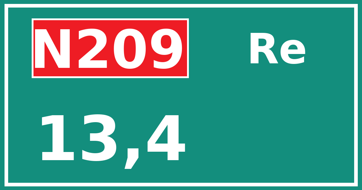 Hectometerbord N209 13,4 zijde Re