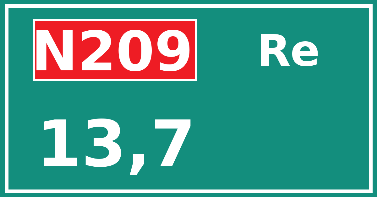 Hectometerbord N209 13,7 zijde Re