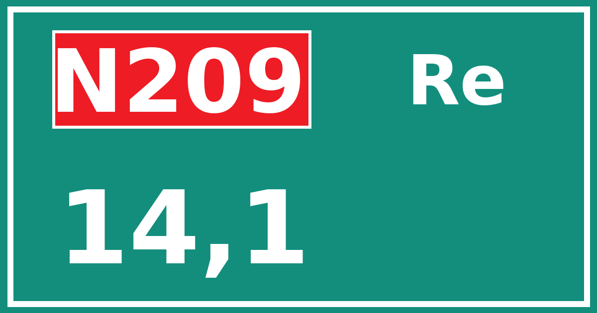 Hectometerbord N209 14,1 zijde Re