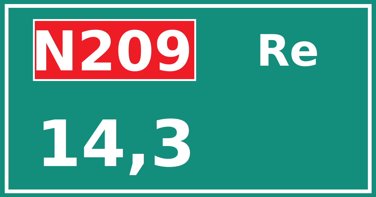 Hectometerbord N209 14,3 zijde Re
