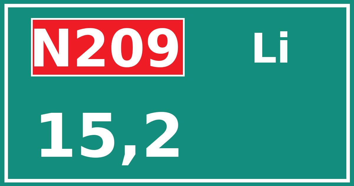 Hectometerbord N209 15,2 zijde Li