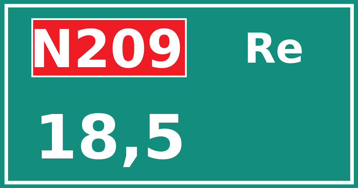 Hectometerbord N209 18,5 zijde Re