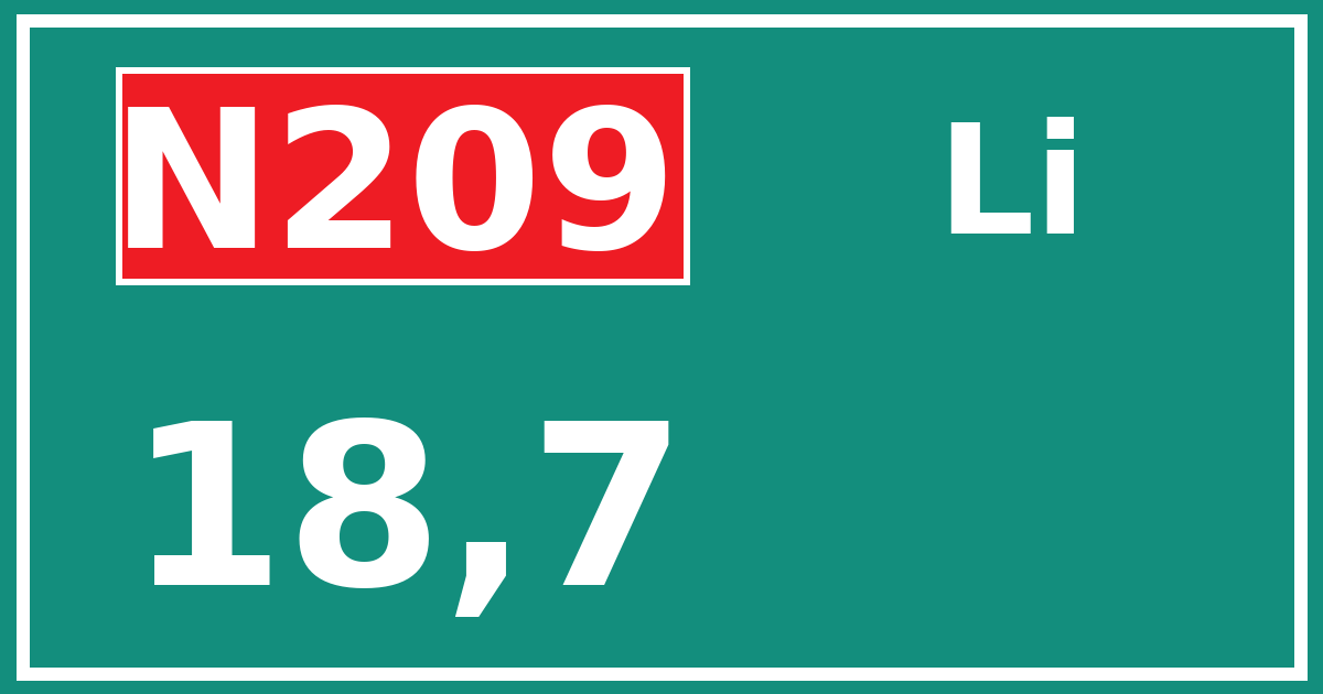 Hectometerbord N209 18,7 zijde Li