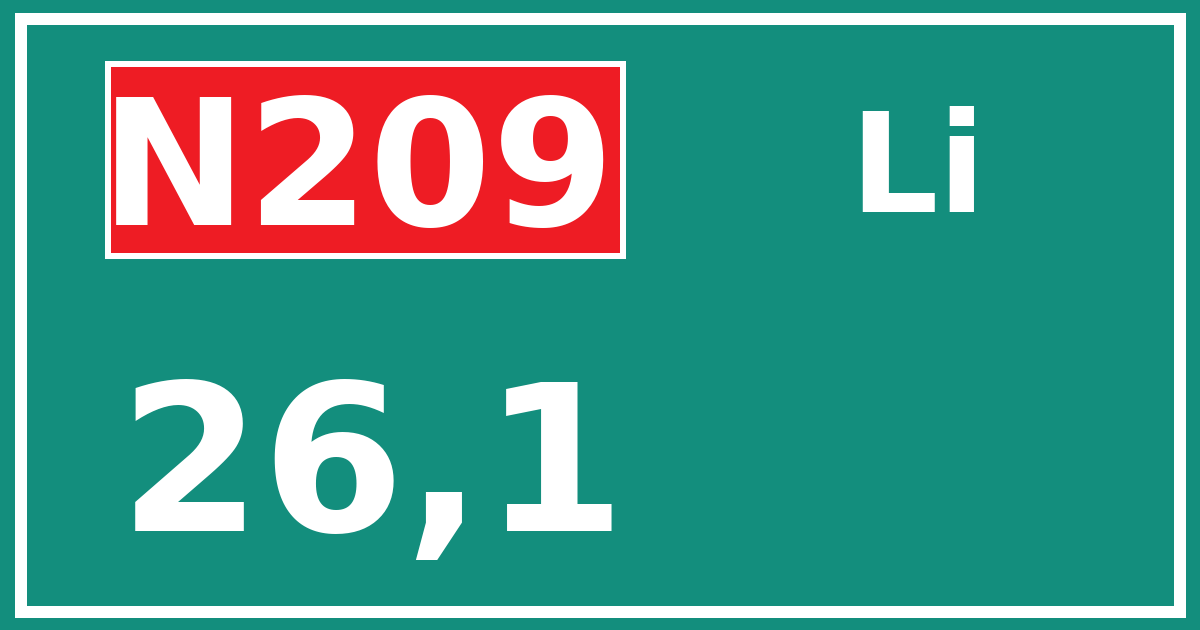 Hectometerbord N209 26,1 zijde Li