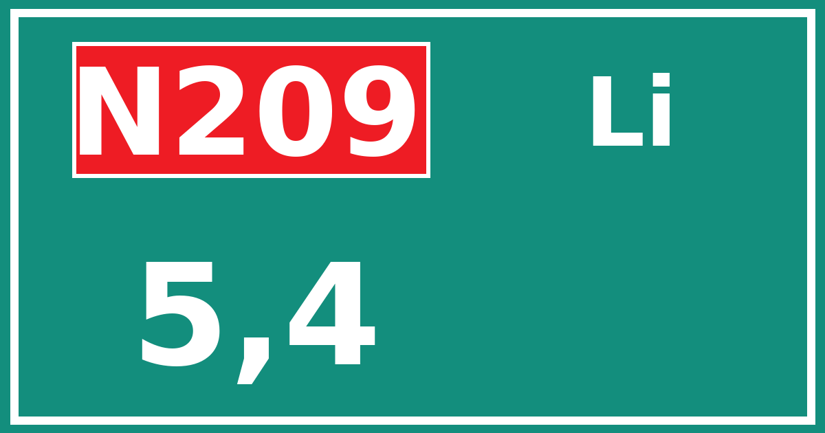 Hectometerbord N209 5,4 zijde Li