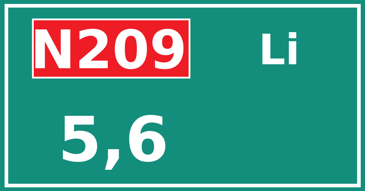 Hectometerbord N209 5,6 zijde Li
