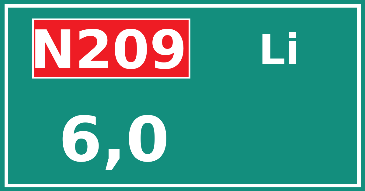 Hectometerbord N209 6,0 zijde Li