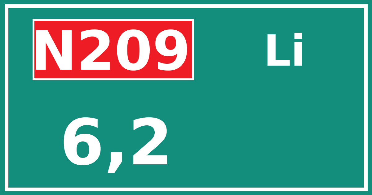 Hectometerbord N209 6,2 zijde Li