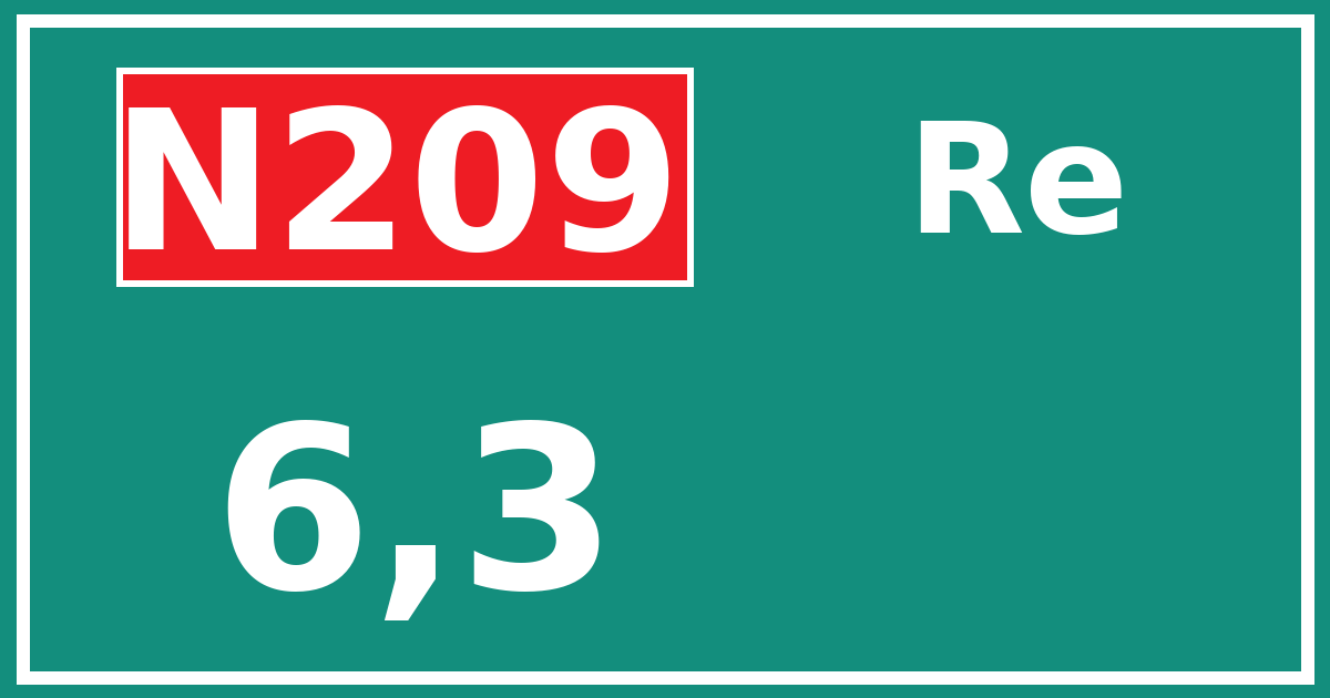 Hectometerbord N209 6,3 zijde Re