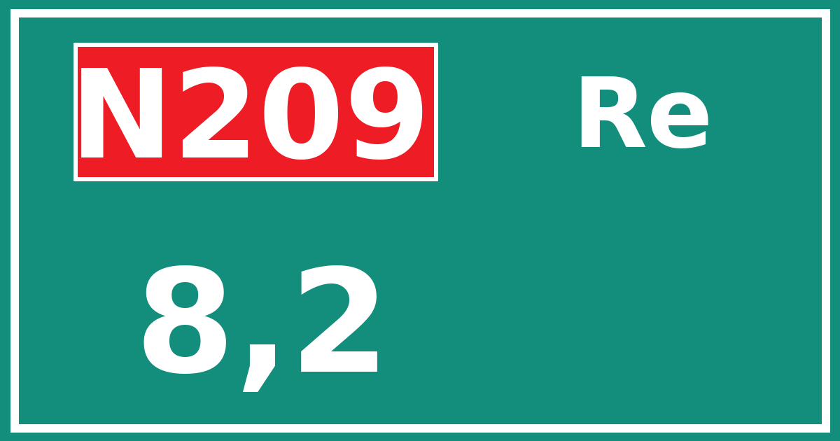 Hectometerbord N209 8,2 zijde Re