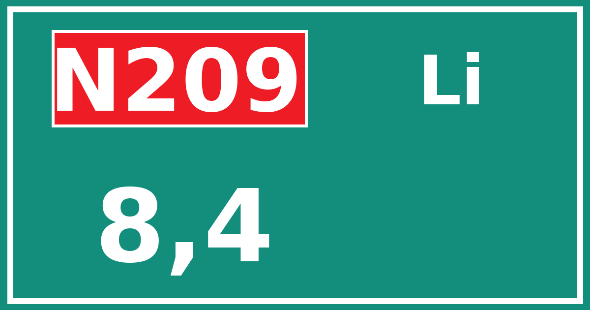 Hectometerbord N209 8,4 zijde Li