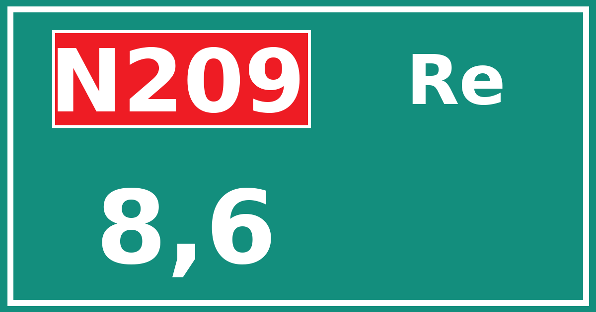 Hectometerbord N209 8,6 zijde Re