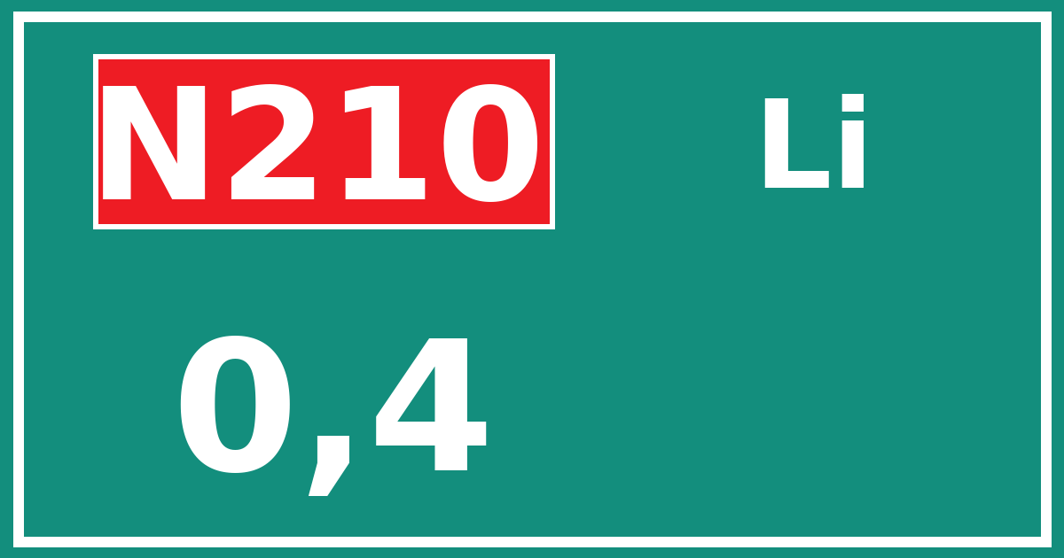 Hectometerbord N210 0,4 zijde Li