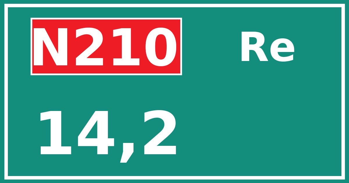 Hectometerbord N210 14,2 zijde Re