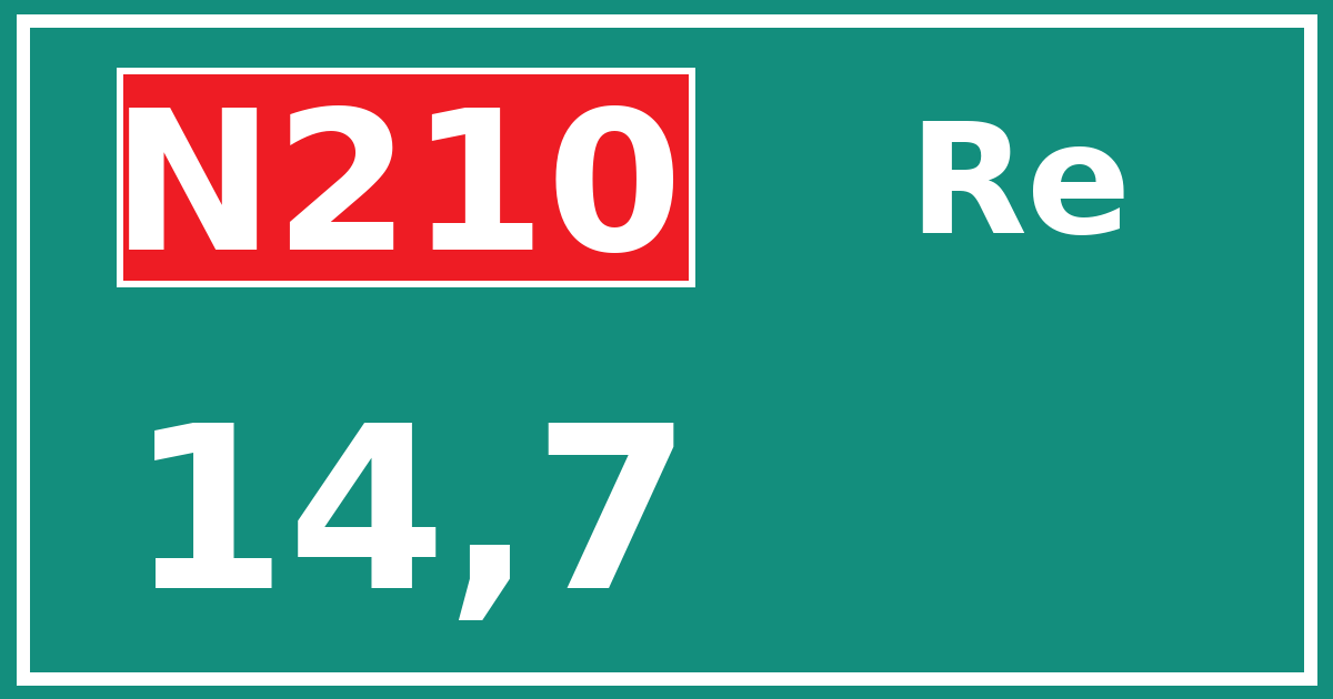 Hectometerbord N210 14,7 zijde Re