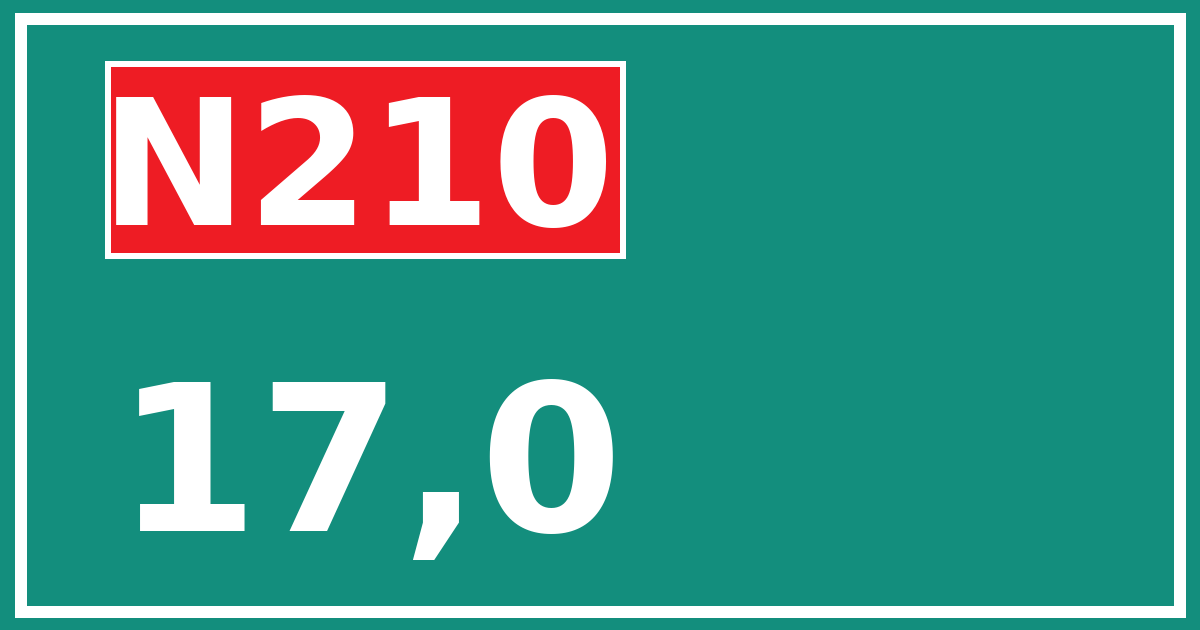 Hectometerbord N210 17,0