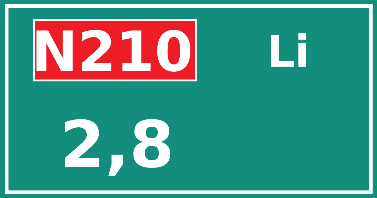 Hectometerbord N210 2,8 zijde Li