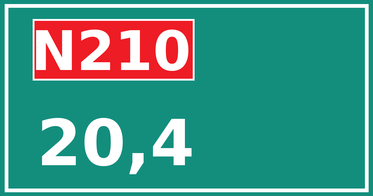 Hectometerbord N210 20,4