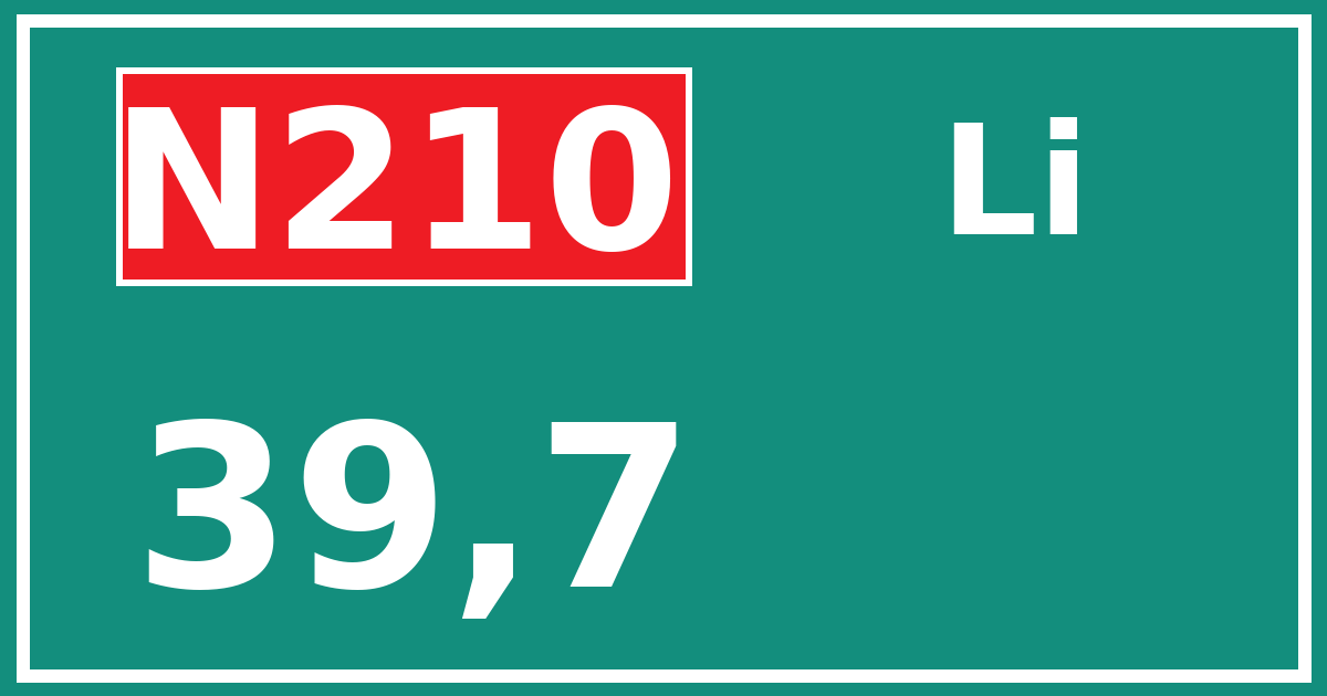 Hectometerbord N210 39,7 zijde Li