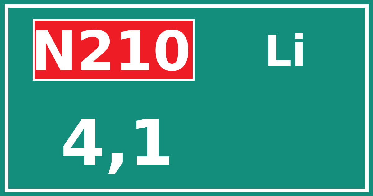 Hectometerbord N210 4,1 zijde Li