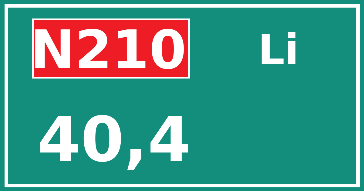 Hectometerbord N210 40,4 zijde Li